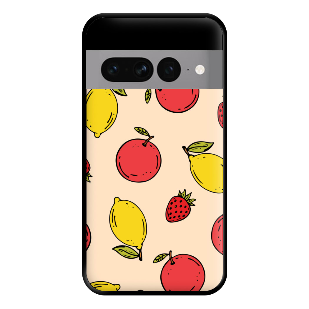 Sketched Summer Fruits Pattern Phone Case for Google Pixel 7 Pro