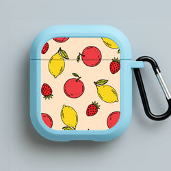 Sketched Summer Fruits Pattern Blue AirPods Case