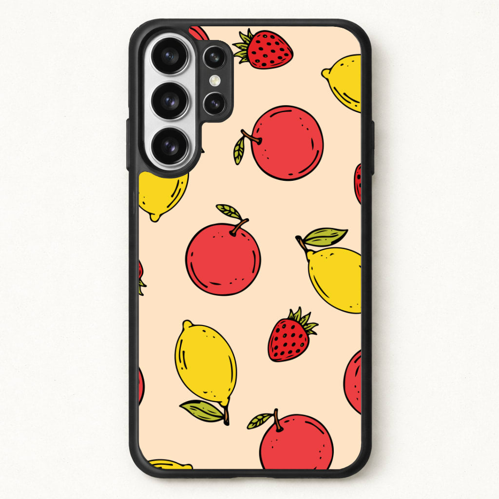 Sketched Summer Fruits Pattern Phone Case for Galaxy S26 Ultra