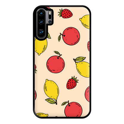 Sketched Summer Fruits Pattern Phone Case for Huawei P30 Pro