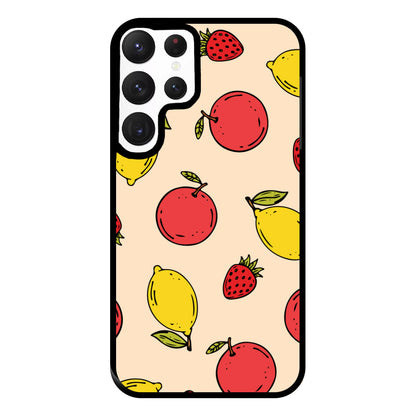 Sketched Summer Fruits Pattern Phone Case for Galaxy S22 Ultra