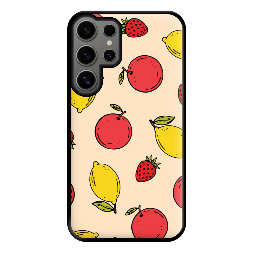 Sketched Summer Fruits Pattern Phone Case for Galaxy S24 Ultra