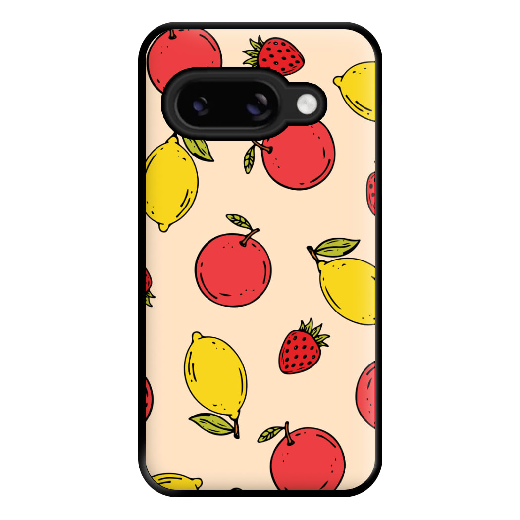Sketched Summer Fruits Pattern Phone Case for Google Pixel 8a