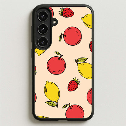 Sketched Summer Fruits Pattern Phone Case for Galaxy S25FE
