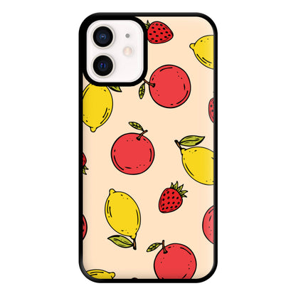 Sketched Summer Fruits Pattern Phone Case for iPhone 12 Mini