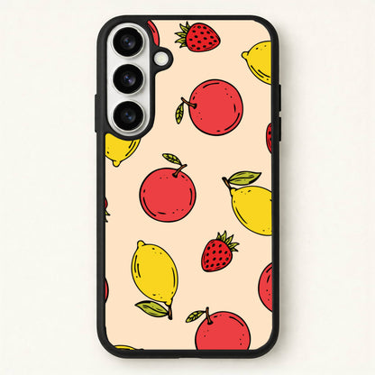 Sketched Summer Fruits Pattern Phone Case for Galaxy S26 Plus