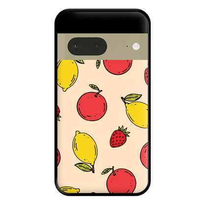 Sketched Summer Fruits Pattern Phone Case for Google Pixel 7a