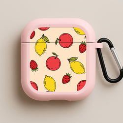 Sketched Summer Fruits Pattern Pink AirPods Case