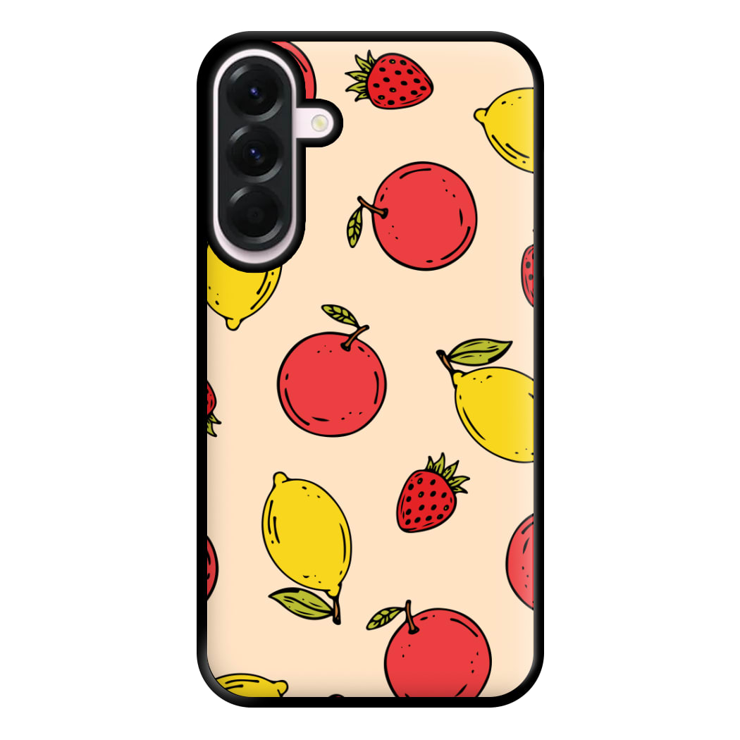 Sketched Summer Fruits Pattern Phone Case for Galaxy A36