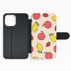 Sketched Summer Fruits Pattern Flip Phone Case
