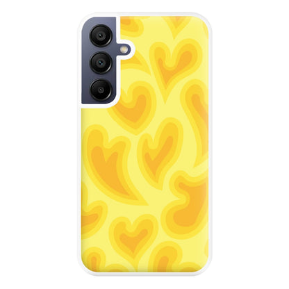 Trippy Summer Hearts Yellow Pattern Phone Case for Galaxy A16