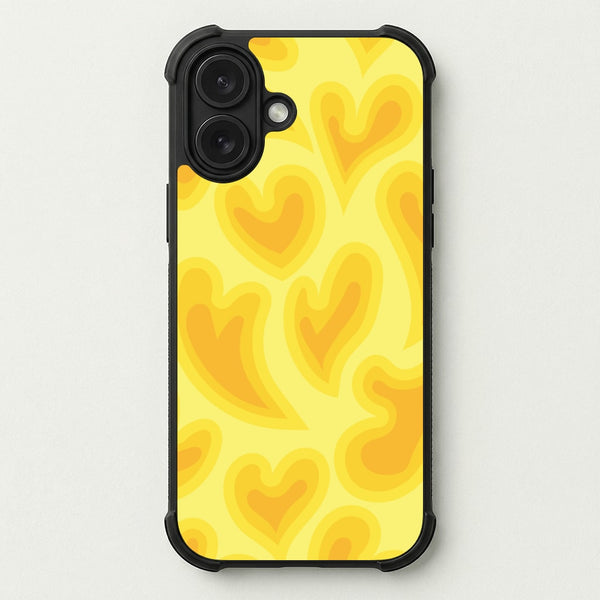 Trippy Summer Hearts Yellow Pattern Phone Case — Bumper case