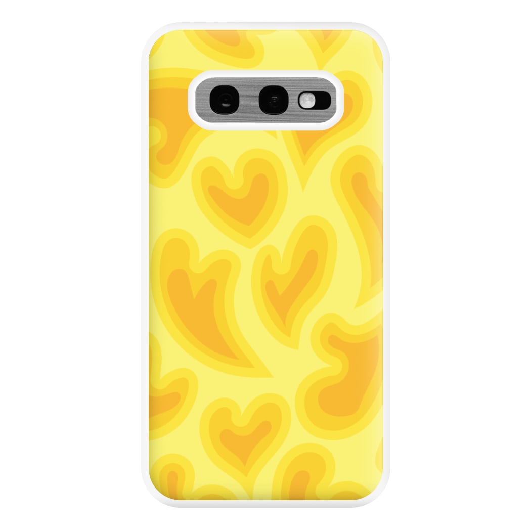 Trippy Summer Hearts Yellow Pattern Phone Case for Galaxy S10e