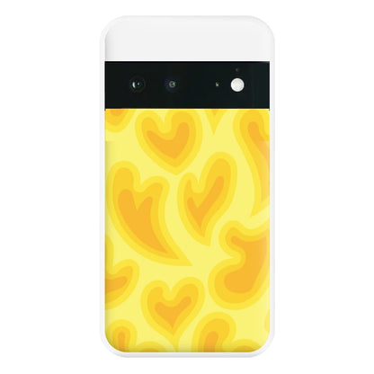 Trippy Summer Hearts Yellow Pattern Phone Case for Google Pixel 6a