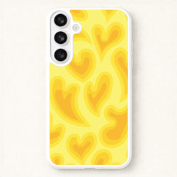Trippy Summer Hearts Yellow Pattern Phone Case for Galaxy S26