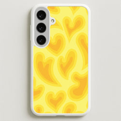 Trippy Summer Hearts Yellow Pattern Phone Case for Galaxy S25FE