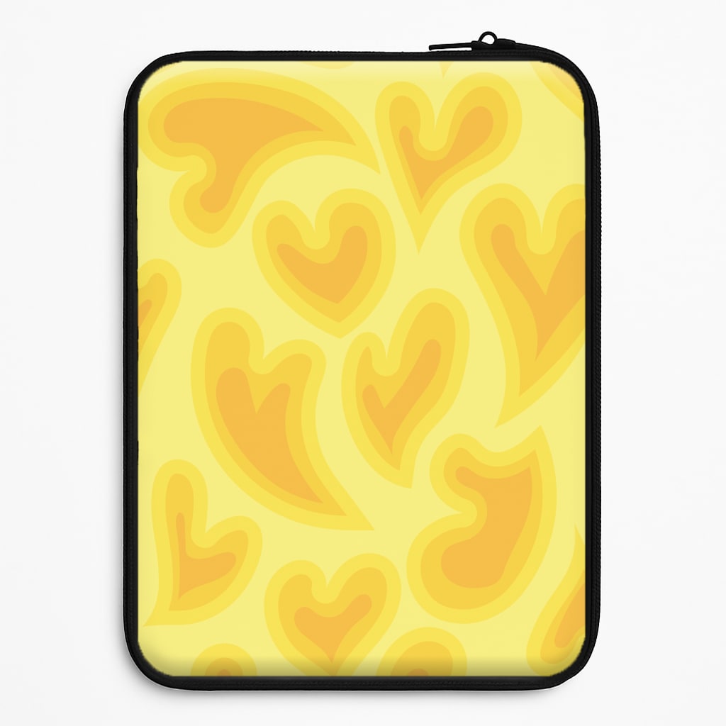 Trippy Summer Hearts Yellow Pattern Laptop Sleeve