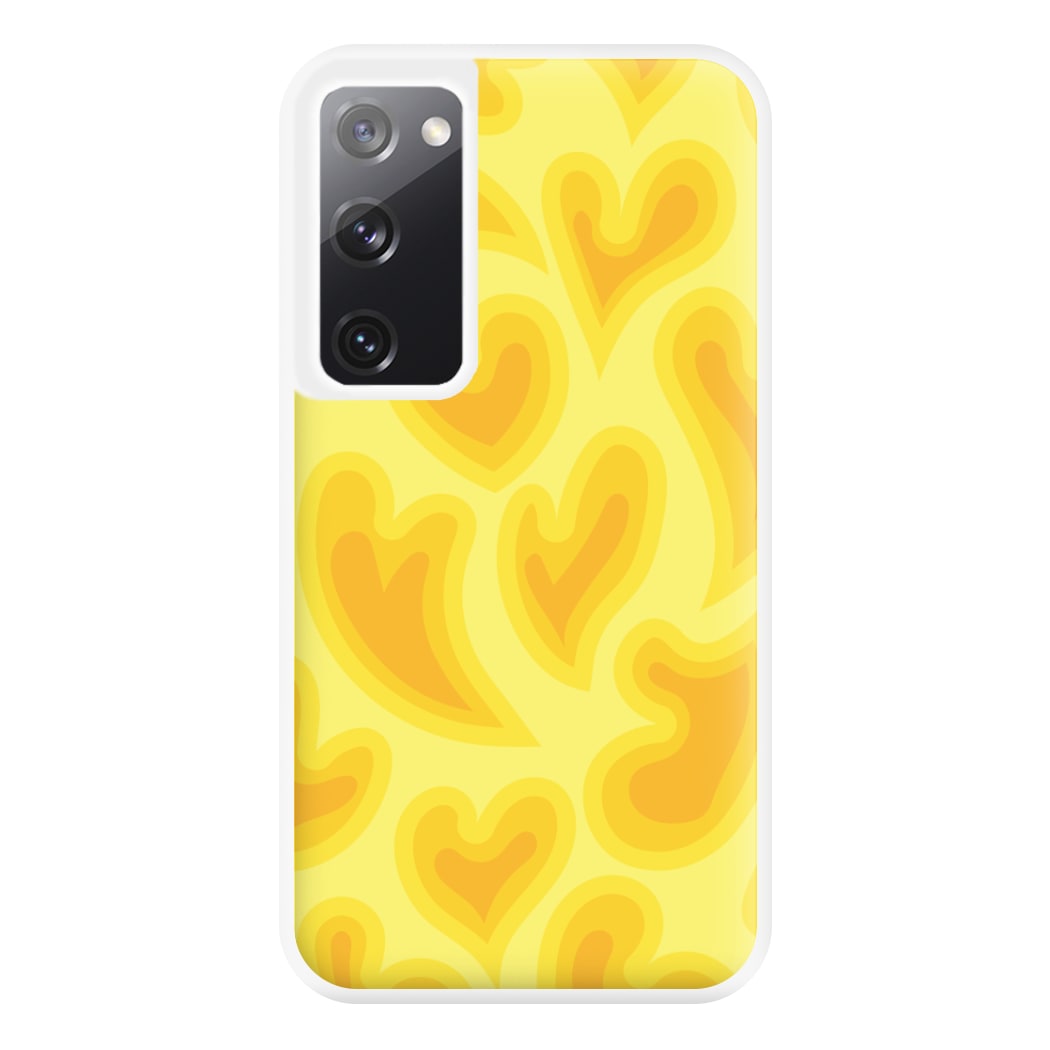 Trippy Summer Hearts Yellow Pattern Phone Case for Galaxy S20FE