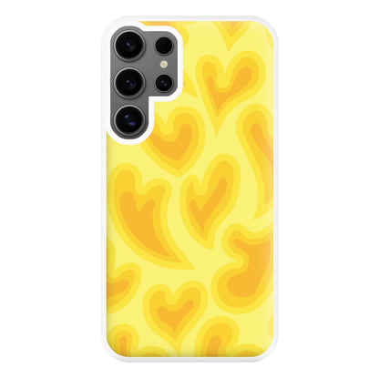 Trippy Summer Hearts Yellow Pattern Phone Case for Galaxy S24 Ultra