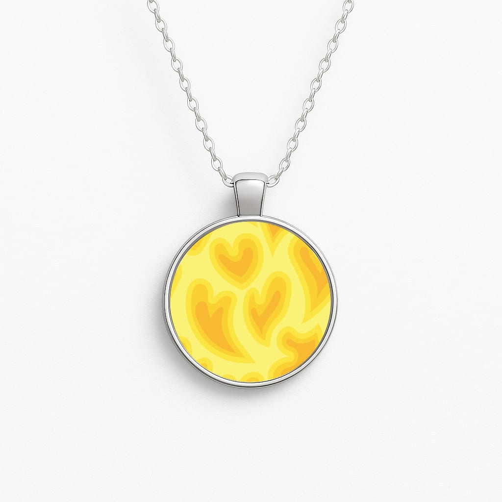 Trippy Summer Hearts Yellow Pattern Necklace