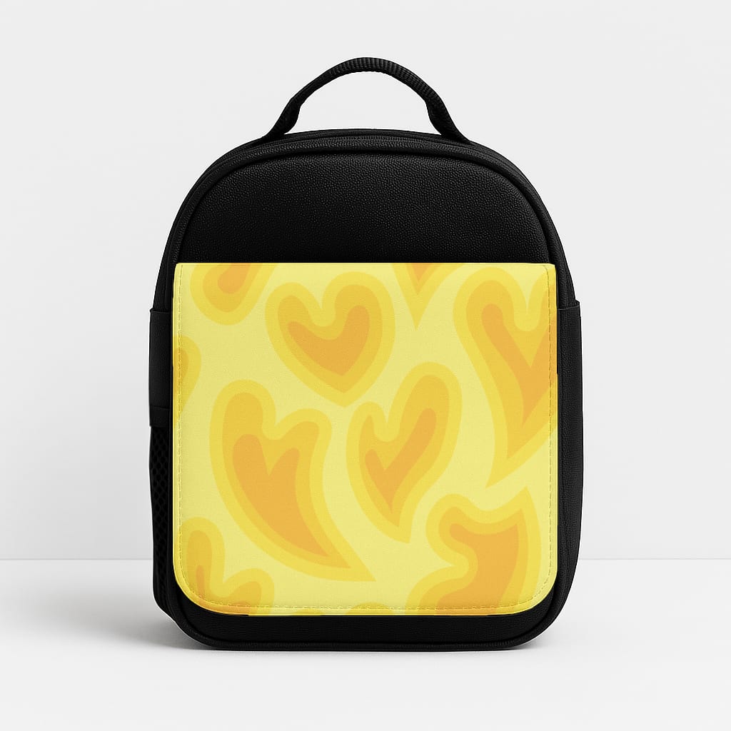 Trippy Summer Hearts Yellow Pattern Insulated Lunchbox