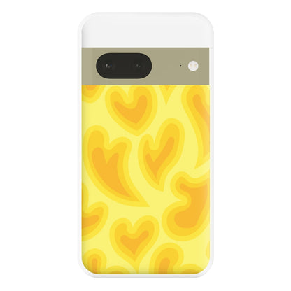 Trippy Summer Hearts Yellow Pattern Phone Case for Google Pixel 7a
