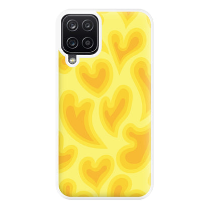 Trippy Summer Hearts Yellow Pattern Phone Case for Galaxy A12