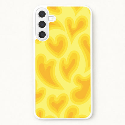 Trippy Summer Hearts Yellow Pattern Phone Case for Galaxy A57