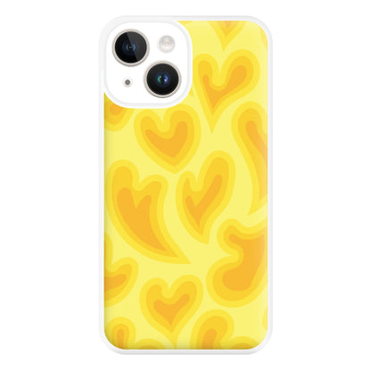Trippy Summer Hearts Yellow Pattern Phone Case for iPhone 14