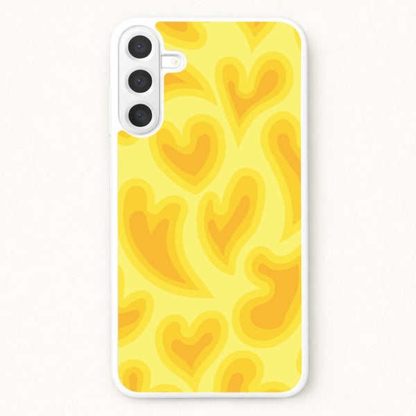 Trippy Summer Hearts Yellow Pattern Phone Case for Galaxy A37