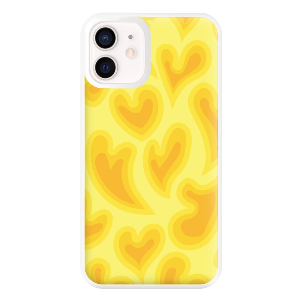 Trippy Summer Hearts Yellow Pattern Phone Case for iPhone 12 Mini