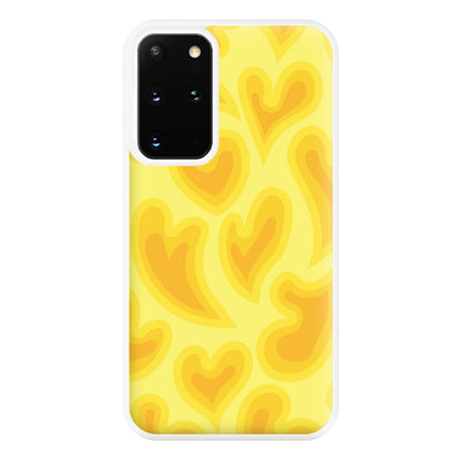 Trippy Summer Hearts Yellow Pattern Phone Case for Galaxy S20 Plus