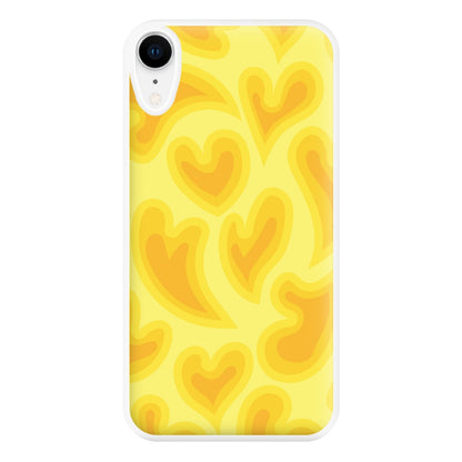 Trippy Summer Hearts Yellow Pattern Phone Case for iPhone XR