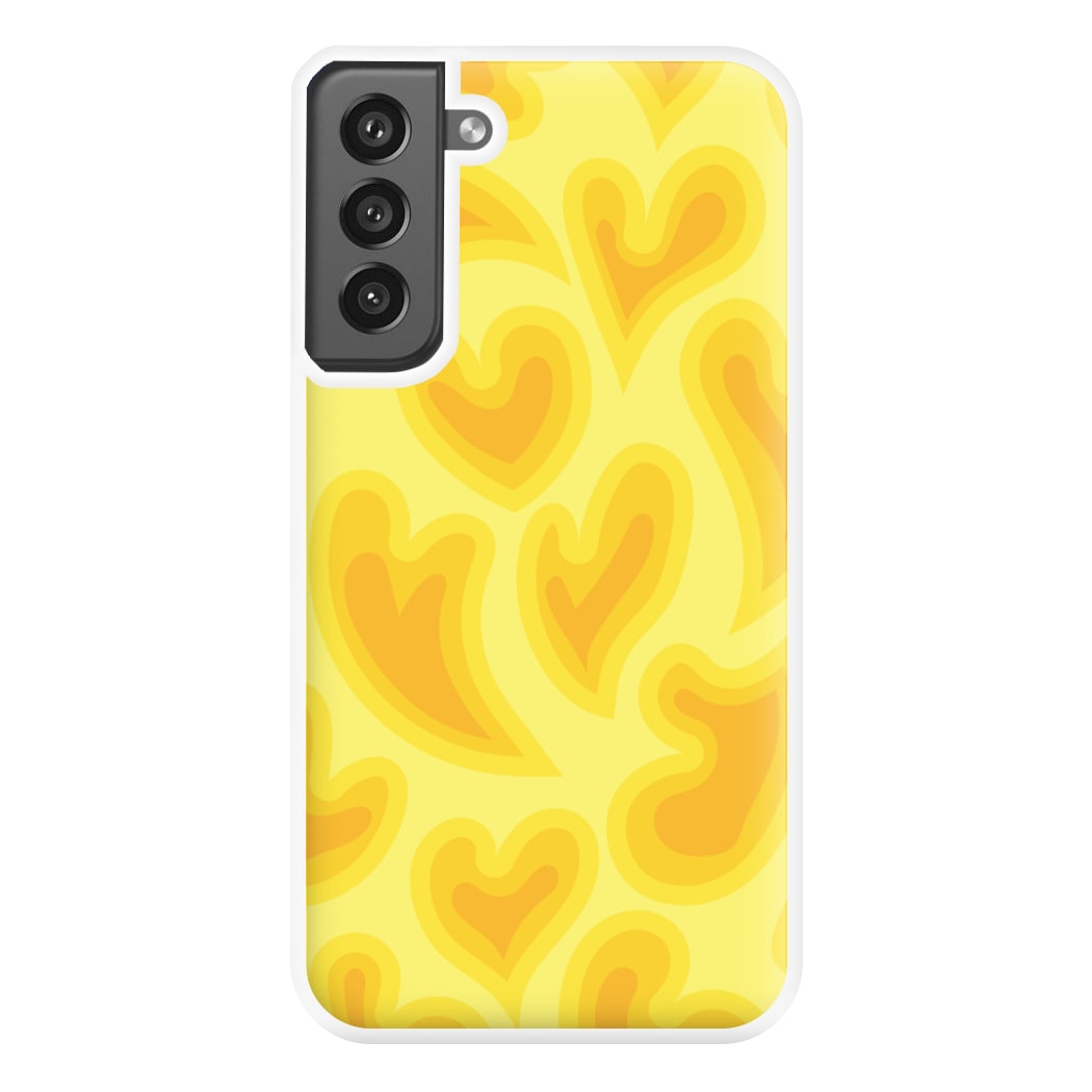 Trippy Summer Hearts Yellow Pattern Phone Case for Galaxy S21FE