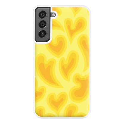 Trippy Summer Hearts Yellow Pattern Phone Case for Galaxy S21FE