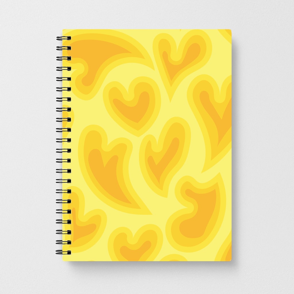 Trippy Summer Hearts Yellow Pattern Notebook