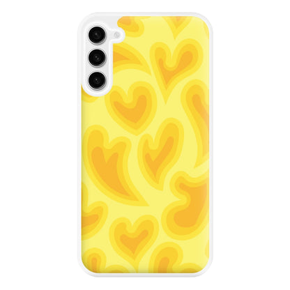 Trippy Summer Hearts Yellow Pattern Phone Case for Galaxy S23FE