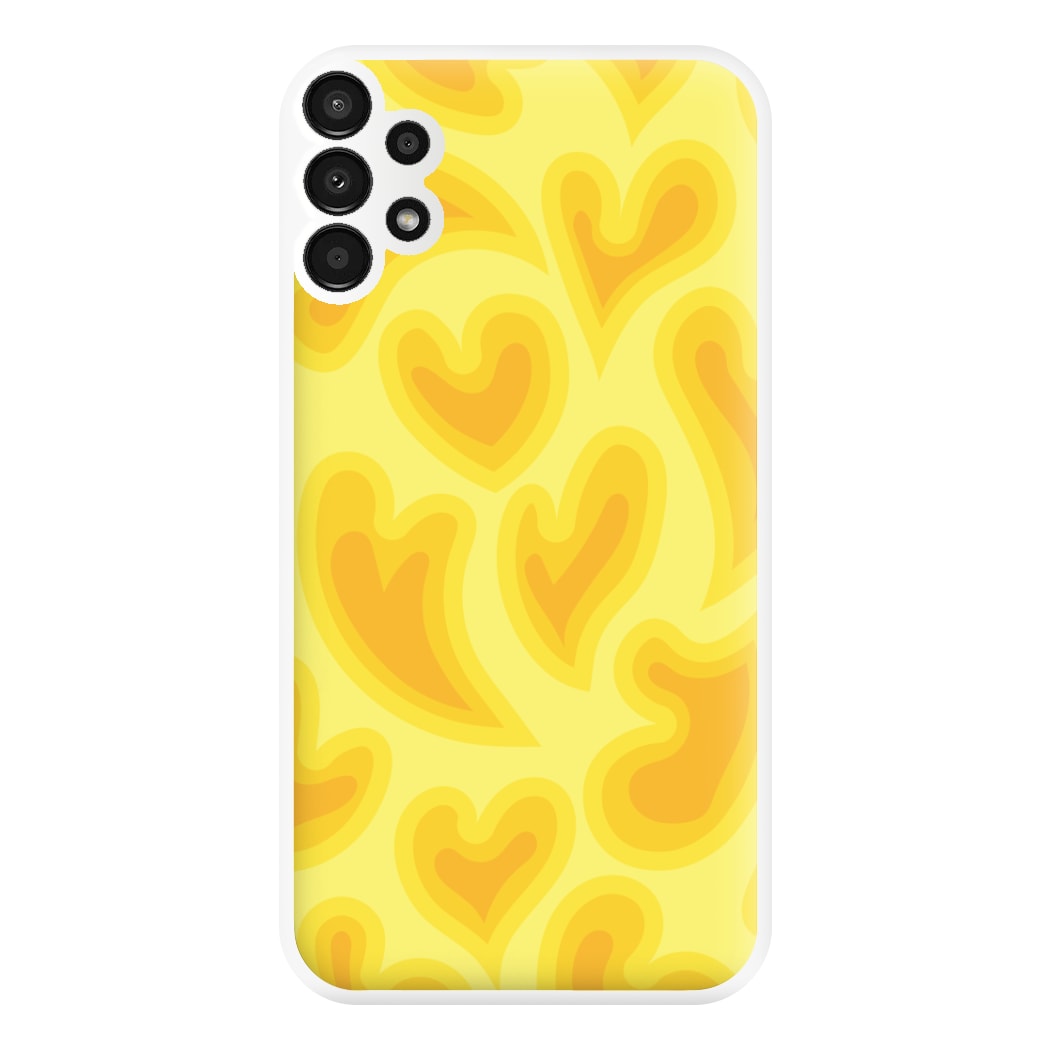 Trippy Summer Hearts Yellow Pattern Phone Case for Galaxy A13