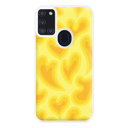 Trippy Summer Hearts Yellow Pattern Phone Case for Galaxy A21s
