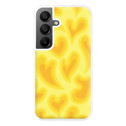 Trippy Summer Hearts Yellow Pattern Phone Case for Galaxy A56