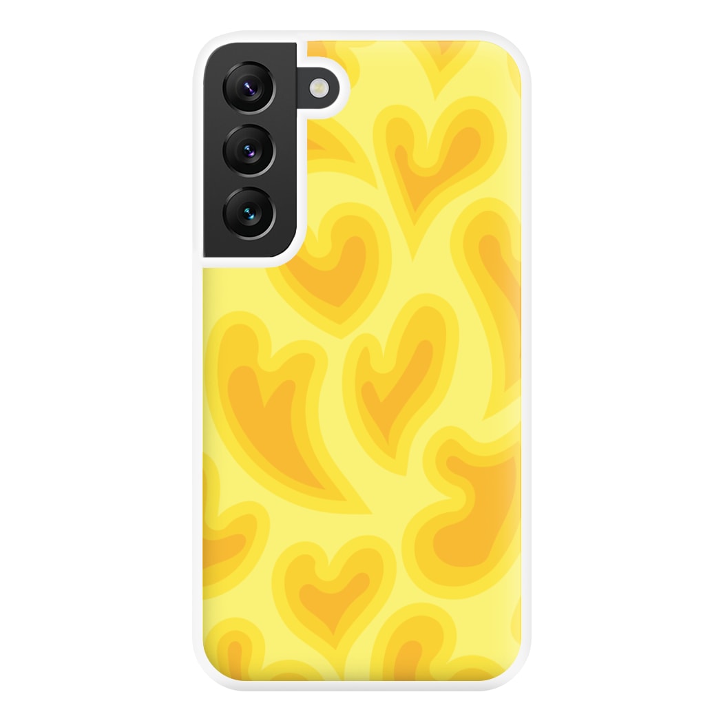 Trippy Summer Hearts Yellow Pattern Phone Case for Galaxy S22 Plus