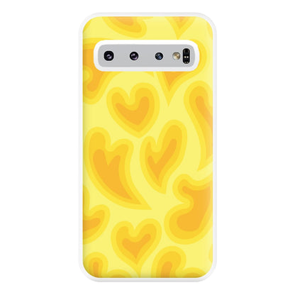 Trippy Summer Hearts Yellow Pattern Phone Case for Galaxy S10 Plus