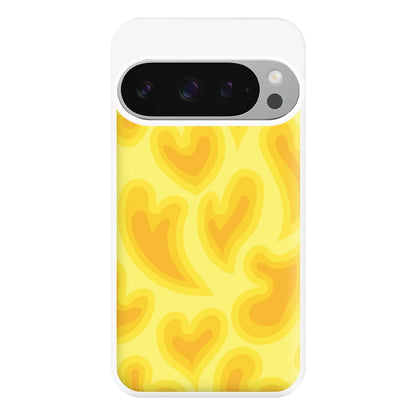 Trippy Summer Hearts Yellow Pattern Phone Case for Google Pixel 9 Pro XL