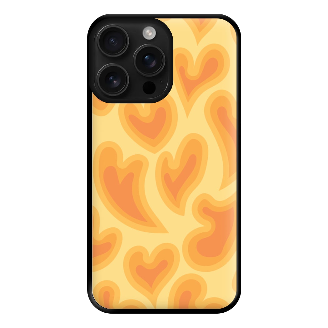 Trippy Summer Hearts Orange Pattern Phone Case