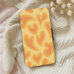 Trippy Summer Hearts Orange Pattern Wallet Phone Case