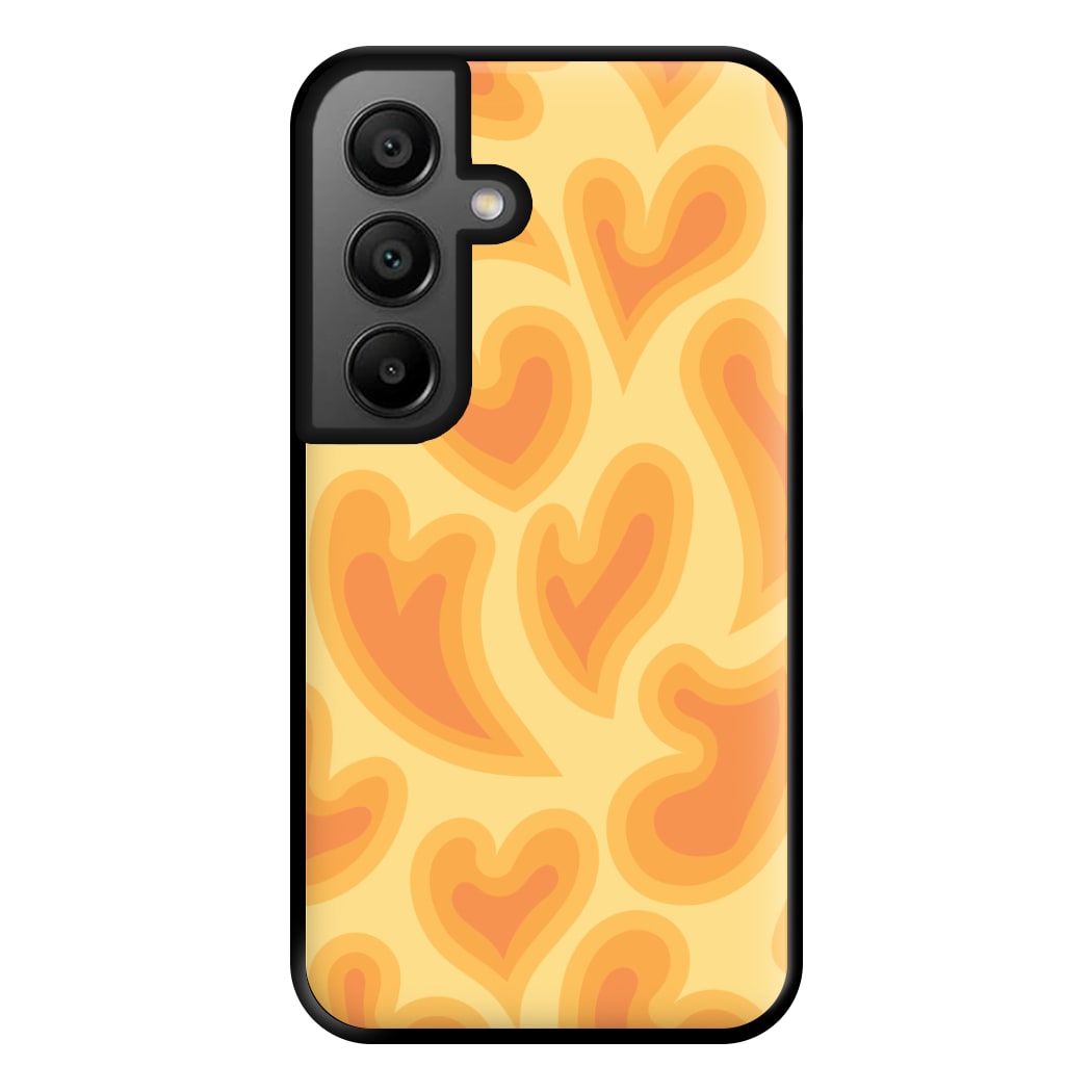 Trippy Summer Hearts Orange Pattern Phone Case for Galaxy A56