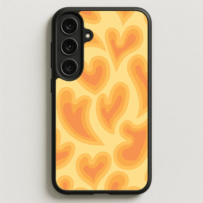 Trippy Summer Hearts Orange Pattern Phone Case for Galaxy S25FE