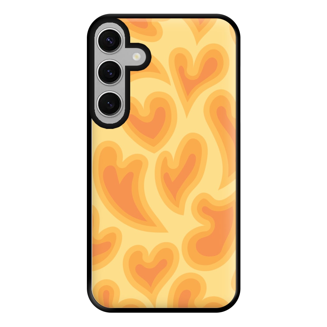 Trippy Summer Hearts Orange Pattern Phone Case for Galaxy S24FE