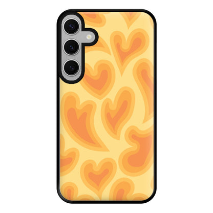 Trippy Summer Hearts Orange Pattern Phone Case for Galaxy S24FE