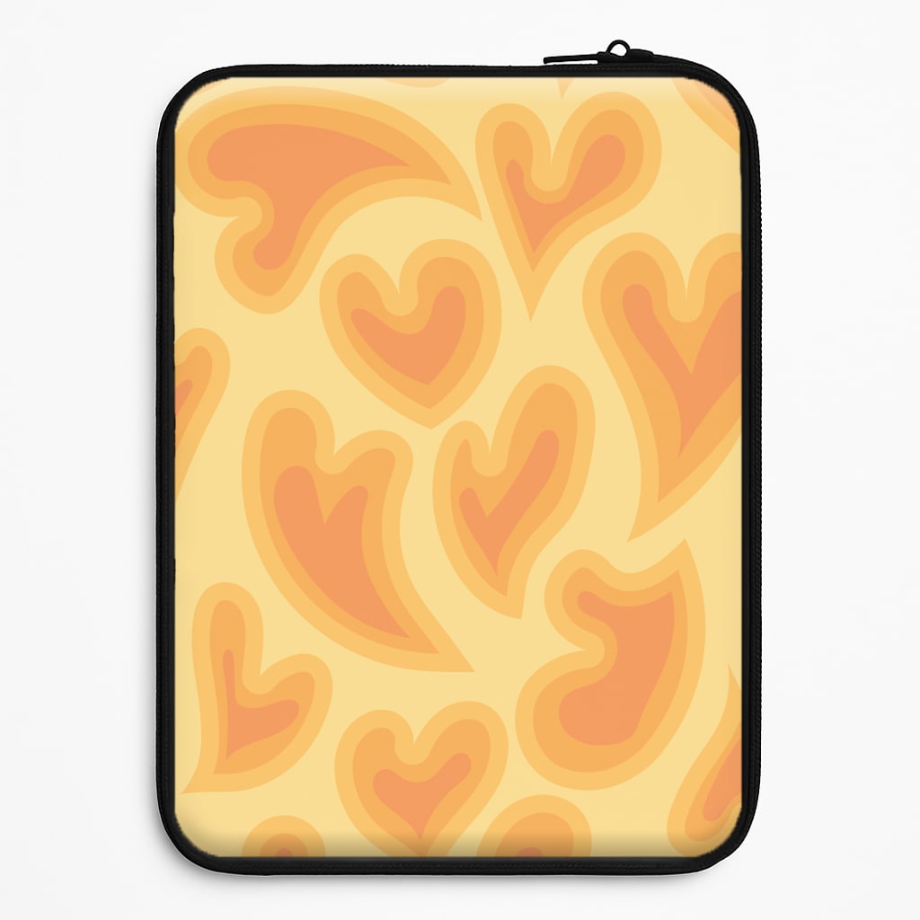 Trippy Summer Hearts Orange Pattern Laptop Sleeve